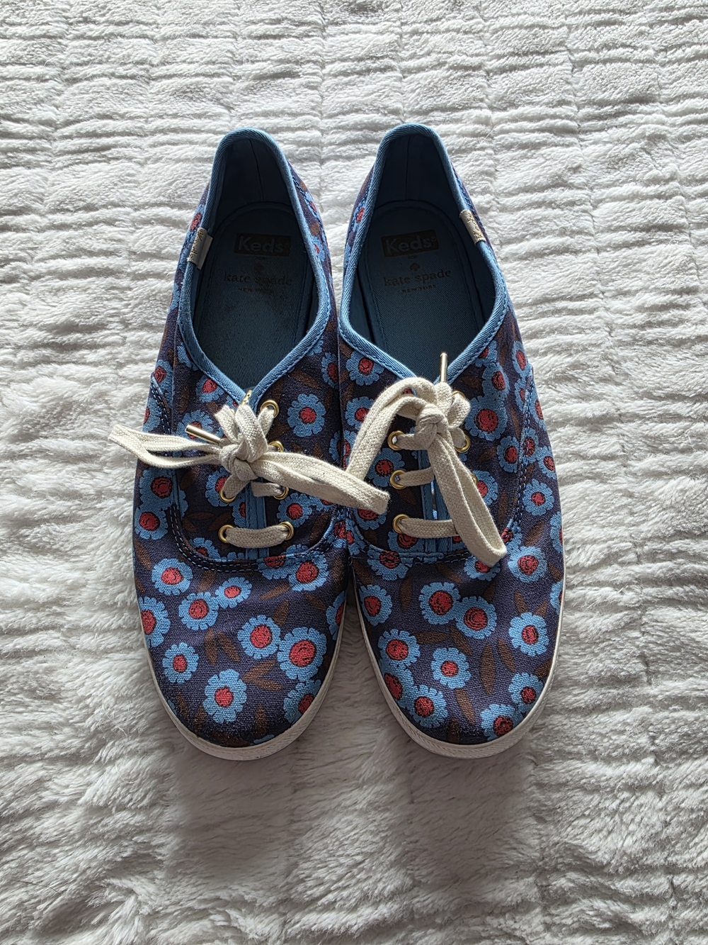 kate spade blue floral canvas slip-on sneakers